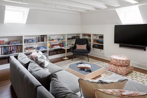 Attic Family Room, Midcentury Modern Fireplace, Master Suite Remodel, Sleeping Nook, Attic Renovation Ideas, Finished Attic, Built In Bunks, Attic Conversion, Attic Apartment