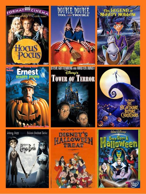 Favorite Halloween Movies for kids Halloween Movies For Kids, Movie For Kids, Disney's Halloween Treat, Halloween Films, Halloween Movies List, Movies For Kids, Best Halloween Movies, The Legend Of Sleepy Hollow, Halloween Movie Night