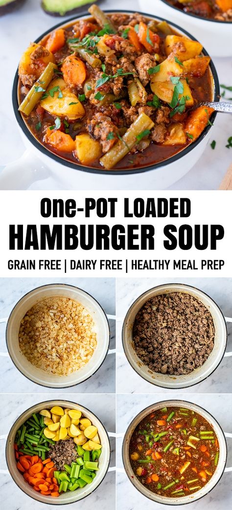 Soups In A Crock Pot Healthy, Healthy Soup Dairy Free, Healthy High Fiber Soups, Grain Free Soup Recipes, High Fiber Vegetable Soup, High Protein And Vegetable Meals, Big Batch Soup Recipes, Low Fodmap Hamburger Recipes, Crockpot Soup Gluten Free