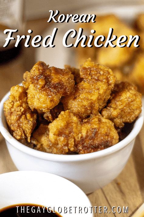 This Korean fried chicken recipe is one of my go-to dinner recipes. Tender chicken bites are fried until crispy, then tossed in a Korean fried chicken sauce. The sauce goes perfectly on Korean fried chicken wings too. This meal is seriously good! #gayglobetrotter #koreanfriedchicken #koreanfriedchickensauce #easyfriedchicken #asianfriedchicken Korean Fried Chicken Sauce, Asian Fried Chicken, Fried Chicken Sauce, Korean Fried Chicken Wings, Korean Fried Chicken Recipe, Easy Fried Chicken, Chicken Sauce, Fried Chicken Recipe, Fried Chicken Breast