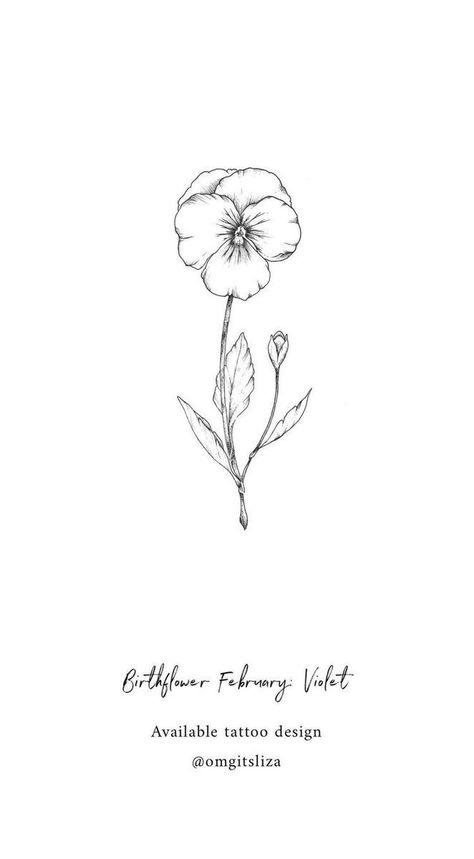 Violet Flower Drawing, Mothers Tattoo, Pansy Tattoo, Violet Flower Tattoos, Cosmos Tattoo, Violet Tattoo, Animal Tattoo Ideas, Birth Flower Tattoos, Illustration Botanique