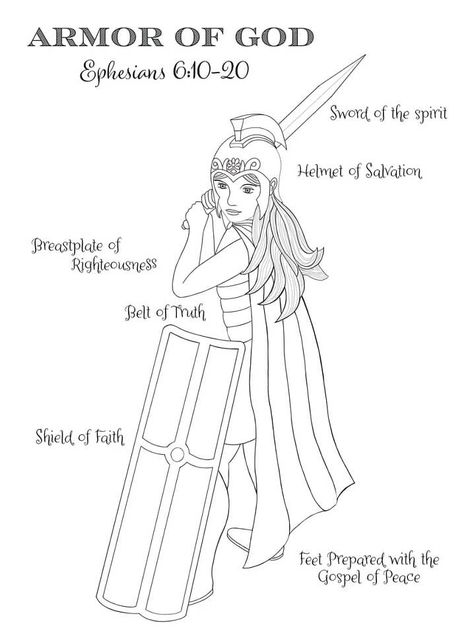 Armor Of God Coloring Page, Armor Of God Lesson, Kids Church Activities, The Armor Of God, Bible Verse Coloring, Puppet Patterns, Barbie Coloring Pages, Bible School Crafts, Ephesians 6