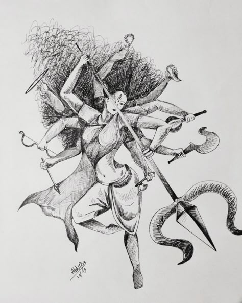 drawn with black pen.....maa durga....#copied Sketch Of Maa Durga, Ma Durga Pencil Sketch, Maa Durga Full Body Drawing, Ma Durga Sketch, Goddess Durga Sketch, Durga Maa Sketch Pencil, Maa Durga Drawing Sketch, Durga Maa Sketch, Maa Durga Sketch