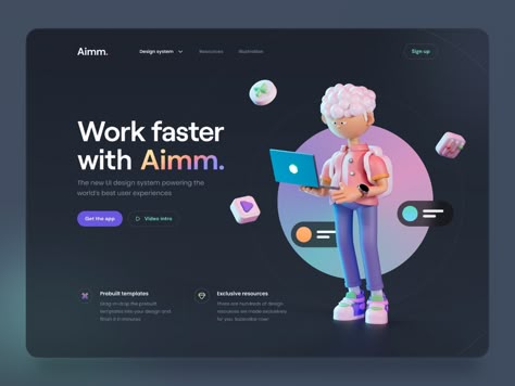 Aimm. by Tran Mau Tri Tam ✪ for UI8 on Dribbble Best Ui Design, Webpage Design, Portfolio Web Design, Website Design Layout, Ui Design Inspiration, Learning Design, Design Visual, Web App Design, Website Inspiration