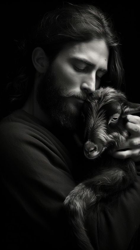 Photography of Jesus Hugging a Lamb photography portrait mammal. | premium image by rawpixel.com Wallpaper Background Black, Lamb Wallpaper, Jesus Hugging, Jesus And Lamb, Lamb Photography, Black Jesus, Jesus Wallpaper, Minimalist Iphone, About Jesus