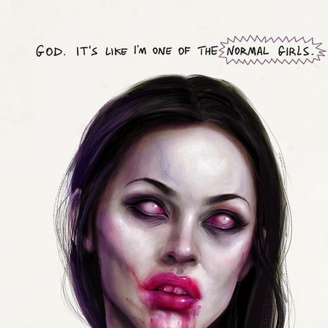 Leon Mateus | Horror Art on Instagram: "My skin is breaking out, and my hair is dull and lifeless. God… It's like I'm one of the normal girls... Of course, my 2000s lady of horror would be Megan Fox as Jennifer Check 🩷 Anyone surprised? 😂 I could write a whole essay on how Megan played the perfect horror villain in Jennifer's Body. 🎃 I have art prints available! DM me to grab a copy :) #jennifersbody #meganfox #jennifercheck #spookyart #drawlloween #drawlloween2023 #halloweenart #portraitpain Jawbreaker Courtney, Courtney Shayne, Ladies Of Horror, Tatum Riley, Icon Rose, Jennifer Check, Scream 1996, Rose Mcgowan, Fox Painting