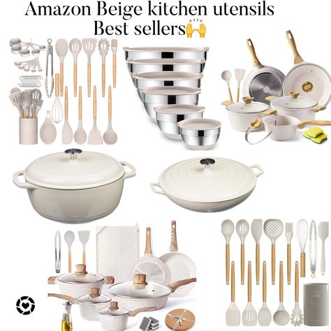 Amazon Canada kitchen utensils in beige colours for great price and quality! Click the link to buy . Beige Kitchen Accessories, Clean Drink, Kitchen Appliance Set, Beige Kitchen, Amazon Kitchen, Dream Apartment, Colour Beige, Kitchen Pantry, Design Decor