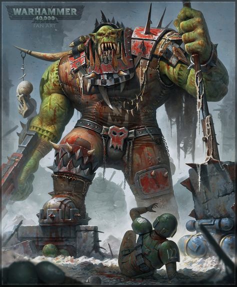 Ork Warboss, Roman Tishenin on ArtStation at https://www.artstation.com/artwork/PkyJ1 Ork Warboss, Orks 40k, Warhammer 40k Memes, 40k Art, Sf Art, Game Workshop, Warhammer 40k Art, Arte Cyberpunk, Warhammer Art