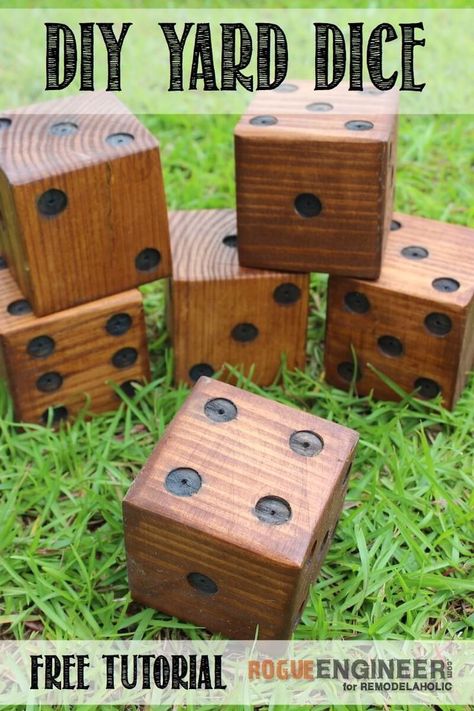 Make your own fun and memories this summer with a set of DIY yard dice to use for dozens of outdoor games for family and kids! Use inexpensive 4x4s or even scraps for a cheap weekend project or gift idea. Yard Dice, Diy Yard Games, Dremel Projects, Yard Games, Backyard Games, Diy Yard, Design Hotel, Weekend Projects, Backyard Fun