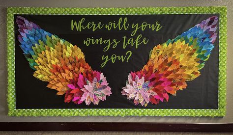 Feather Bulletin Board, Wing Bulletin Board, Bulletin Board Template, Year 6 Graduation, Class Decor Ideas, Grade 2 Art, Fall Open House, Elementary Music Room, After School Programs