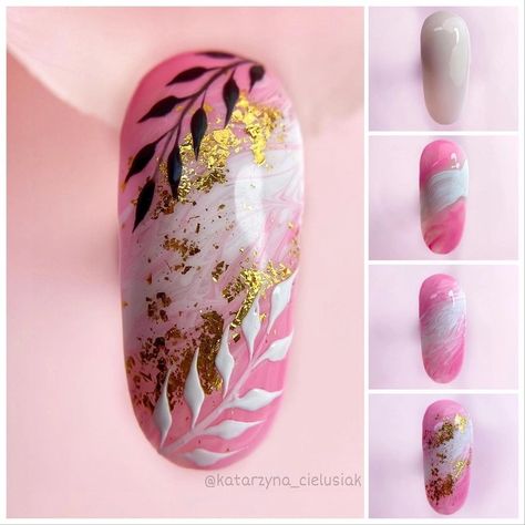 Shadow Nail Art, Brush Work Nail Art Designs, Step By Step Nail Art, Leaf Nail Art, Nail Art Wheel, Bridal Nails Designs, Quick Nail Art, Nail Art Designs Images, New Nail Art Design