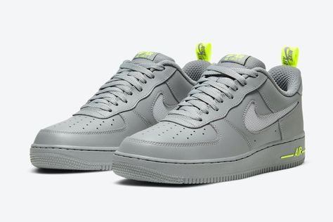 Nike Air Force 1 Low Grey Volt DC1429-001 Release Date Tennis Nike, Vapour Max Nike, Custom Af1, Nike Shoes Air Force, Nike Sacai, Low Air Jordan 1, All Nike Shoes, Shoes Retro, Womens Air Jordans