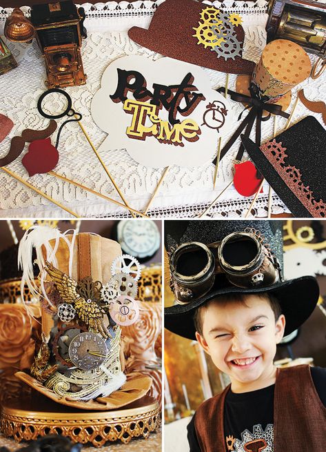 Steampunk Party Ideas, Steampunk Party Decorations, Steampunk Classroom, Steam Punk Party, Punk Birthday, Steampunk Birthday, Maleficent Party, Steampunk Party, Diy Steampunk