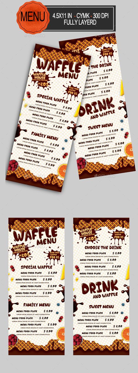 Waffle Menu Waffle Menu Design Ideas, Waffle Shop Ideas, Bubble Waffle Menu Design, Waffle Menu Design, Waffle Shop Design Ideas, Waffle Restaurant, Standing Banner Design, Waffle Shop, Dessert Waffles