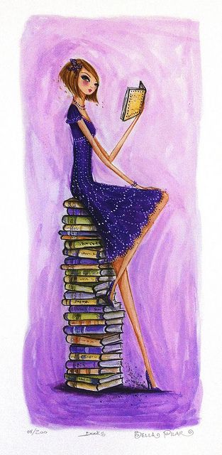 Bella Pillar: Numbered, signed and limited edition glicee print, 8 1/2x 11, Books. THIS WILL BE AUCTIONED OFF! http://abffesilentauction.wordpress.com Bella Pilar Illustrations, Holidays Pictures, Holding A Book, Reading Art, Woman Reading, I Love Reading, Arte Fantasy, Stack Of Books, Fashion Illustrations