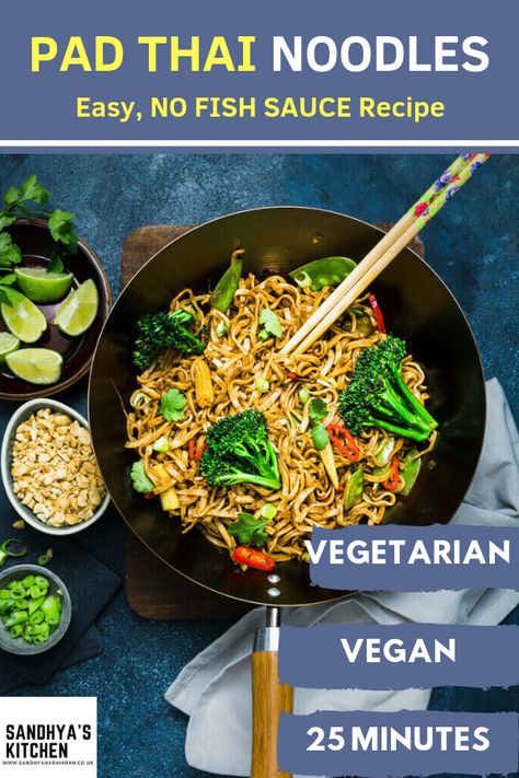 Thai Noodles Recipe, Vegetarian Pad Thai, Thai Recipes Noodles, Recipes With Fish Sauce, Pad Thai Sauce, Pad Thai Noodles, Pad Thai Recipe, Thai Noodles, Recipe Vegetarian