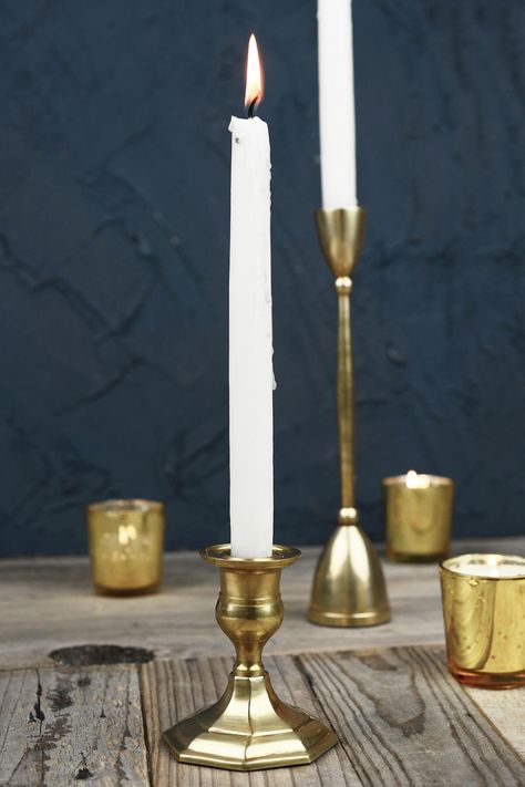 Gold Metal 3" Taper Candle Holder, Antique Candlestick Stick Candle Holder, Brass Candle Stick, Safe Candles, Glamorous Decor, Antique Candle Sticks, Candle Burning, Evening Dinner, Taper Candle Holder, Selling Candles