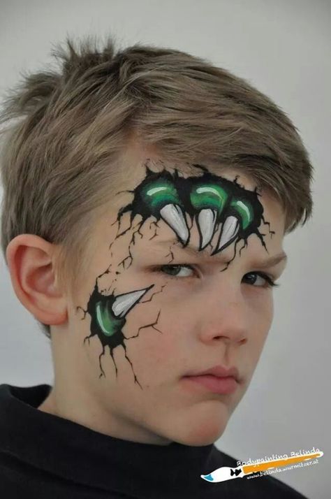 45+ Easy Face Painting Ideas For Boys - Fashion Hombre Dinosaur Face Painting, Monster Face Painting, Dragon Face Painting, Easy Face Painting Designs, Face Painting Ideas, Face Painting For Boys, Art Ideas For Teens, Cheek Art, Face Painting Tutorials