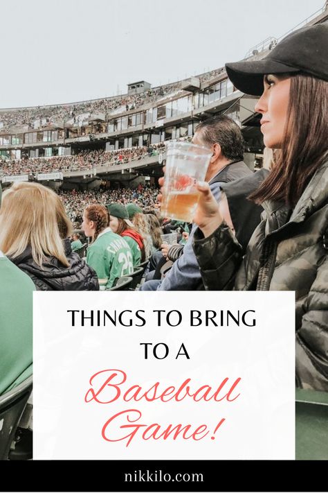 Outfit For A Baseball Game, Baseball Outfits For Women Summer, What To Bring To A Baseball Game, Baseball Game Essentials, What To Wear Baseball Game, Mets Baseball Game Outfit, Casual Baseball Game Outfit Summer, Night Baseball Game Outfit, Baseball Date Outfit