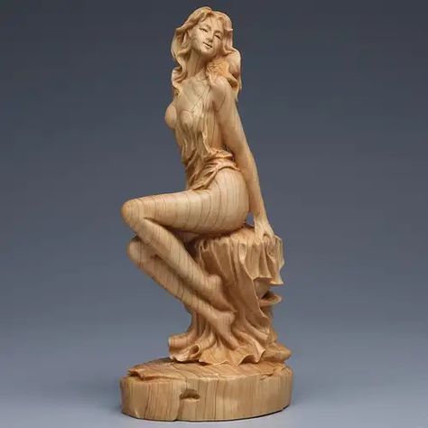 Faster shipping. Better service Carved Wood Sculpture, Fairy Statues, Cypress Wood, Wood Statues, Natural Scents, Figurative Sculpture, Wooden Art, Wooden Decor, Wood Sculpture