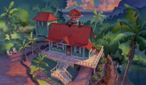 May seem silly... But I like Lilo & Nani's house Lilo And Nani, Lilo And Stitch 2002, Lilo Y Stitch, Disney Concept Art, Disney Magic Kingdom, Alien Planet, Lilo Stitch, Disney Lilo, Animation Background