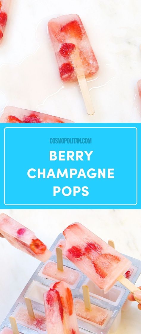 Strawberry Champagne Pops Are the Best Way to Cool Down and Drink Up Icy Pops, Champagne Popsicles, Popsicles Recipes, Popsicle Cocktail, Alcoholic Popsicles, Strawberries And Champagne, Boozy Popsicles, Champagne Recipes Cocktails, Strawberry Champagne