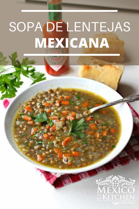 Traditional Mexican Food, Lentil Soup Recipe, Soup Easy, Lentil Soup Recipes, Fancy Food, Mexican Food Recipes Authentic, Lentil Soup, Puerto Rican, Kitchen Recipes