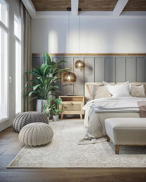 Bedroom Sage Walls, Green Batten Board Walls, Bedroom Panneling Ideas Green, Sage Wood Bedroom, Panneling Rooms Bedroom Green, Australian Bedroom Design, Oak Floor Bedroom Ideas, Sage Shiplap, Sage Green Panelling Bedroom