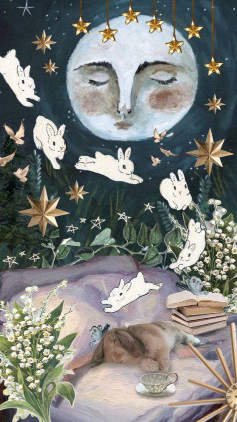 #celestial #bunny #rabbit Celestial Phone Wallpaper, Bunny Poster, Fairytale Art, New Wallpaper, Book Illustration, Bunny Rabbit, Art Sketchbook, Cool Wallpaper, Your Aesthetic