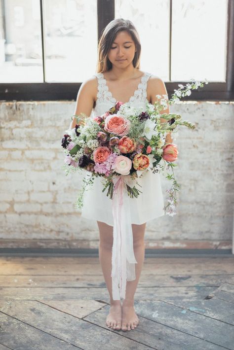 Free-Form a New Style of Bridal Bouquet Free Form Bouquet, Freeform Bridal Bouquet, Free Form Bridal Bouquet, Free Form Wedding Bouquet, Wedding Bouquet Styles, Bouquet Styles, Hand Tied Bridal Bouquet, Natural Bouquet, Pink Berries