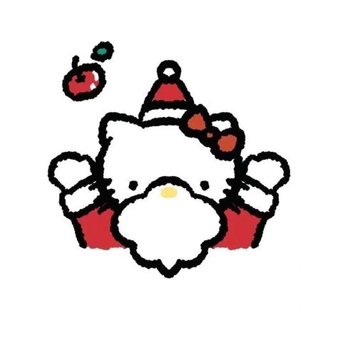 Sanrio Christmas Drawing, Christmas Pfps Y2k, Navidad Random Icons, Christmas Sanrio Icons, Hello Kitty Christmas Icon, Sanrio Christmas Pfp, Christmas Pfp Hello Kitty, Christmas Drawings Aesthetic, Christmas Aesthetic Drawing