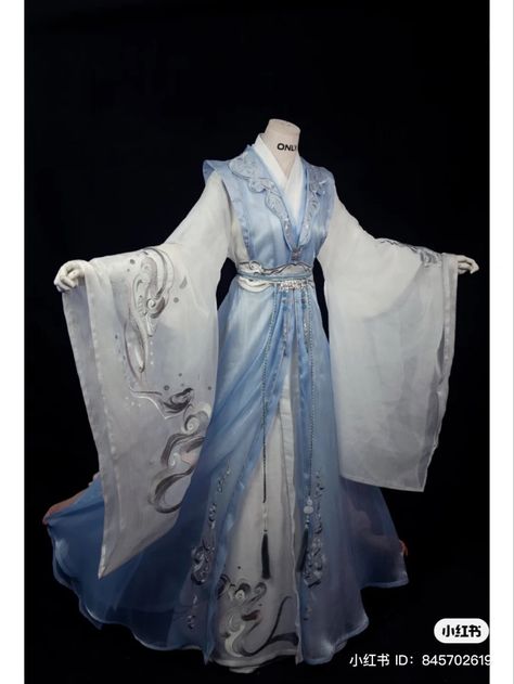 Blue Kimono Outfit, Blue Hanfu, Chinese Fancy Dress, Traditional Asian Dress, Asian Style Dress, Projek Menjahit, Ancient Chinese Clothing, Chinese Style Dress, Pretty Quinceanera Dresses