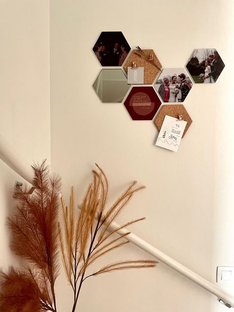 Hexagon Collage, Computer Setup, Happy Customer, Christmas Home, Cork, Gallery Wall, Wall Decor, Mirror, Collage