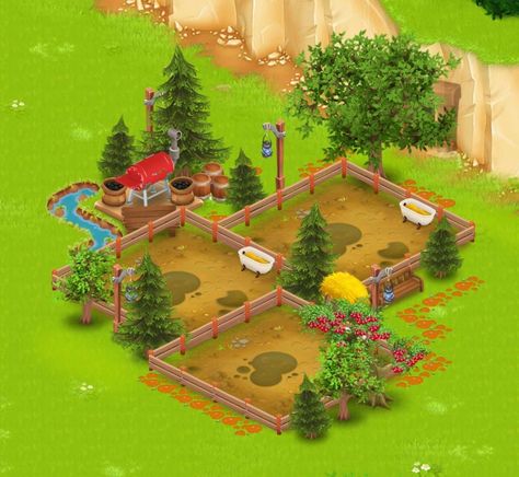 Hayday Farm Design Level 35, Hay Day Animals Design, Hay Day Driveway Design, Hay Day Farm Design Crops, Cute Hayday Layout, Hayday Animals Design, Pretty Hay Day Farms, Hayday Pigs Design, Hay Day Mine Design