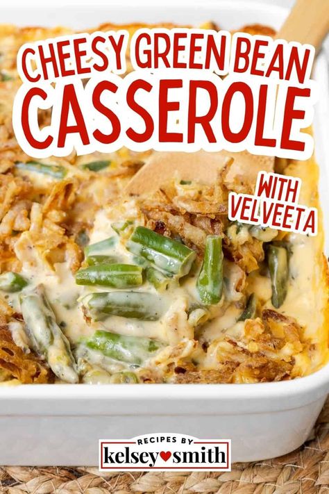 Green Bean Casserole Velveeta, Cheesy Green Beans, Crockpot Green Beans, Green Bean Casserole Crock Pot, Cheesy Green Bean Casserole, Best Green Bean Casserole, Homemade Green Bean Casserole, Recipe With Bacon, Green Bean Casserole Recipe