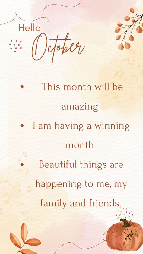 #hello #october #newmonth #inspiration #autumn #affirmations #quoteoftheday #canva October Affirmations Wallpaper, Oct 1st Quotes, October 1st Quotes, Autumn Affirmations, Hello October Aesthetic, October Intentions, October Motivation, October 1st Quote, October Affirmations