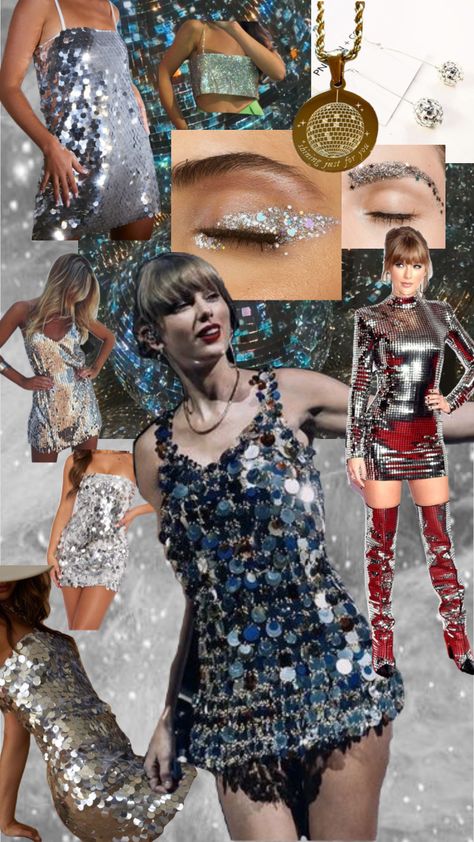 Taylor Swift Disco Ball Dress, Mirrorball Taylor Swift Eras Tour Outfit, Taylor Swift Eras Tour Outfits Mirrorball, Folklore Mirrorball Outfit, Silver Eras Tour Outfit, Mirrorball Outfit Ideas, Eras Tour Mirrorball Outfit, Taylor Swift Mirrorball Outfit, Eras Tour Outfits Mirrorball