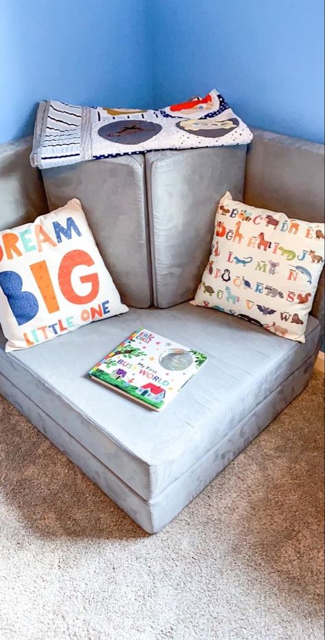 1 Nugget Couch Ideas, Nugget Couch, Baby Couch, Kids Couch, Basement Playroom, Boys Playroom, Finished Basement Ideas, Toddler Playroom, Kids Playroom Decor