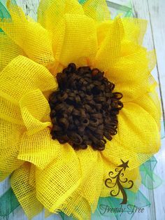 Blog Post written and video:  Alternate Centers for Flower Wreaths http://www.trendytree.com/blog/alternate-centers-for-flower-wreaths/ Sunflower Burlap Wreaths, Paper Mesh, Paper Flower Wreaths, Mesh Wreath Tutorial, Flower Wreaths, Wreath Making Supplies, Work Wreath, Sunflower Wreath, Burlap Flowers