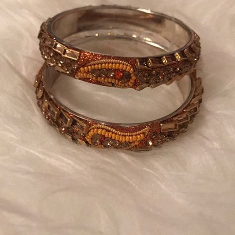 Never Worn And In Great Condition. Boho Aesthetic Accessories, Y2k Bangles, Bangle Aesthetic, 70's Jewelry, Brown Bangles, Dope Jewelry Accessories, Indian Bangles, Earthy Jewelry, Bangles Making