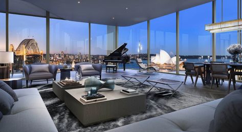 In Australia, Inner Cities Reach New Heights in Luxury Living - Mansion Global Apartamento New York, Luxury Penthouse Apartment, Luxury Apartments Interior, Penthouse Interior, Penthouse Design, Wall Decoration Ideas, Luxury Penthouse, Penthouse Apartment, House Viewing