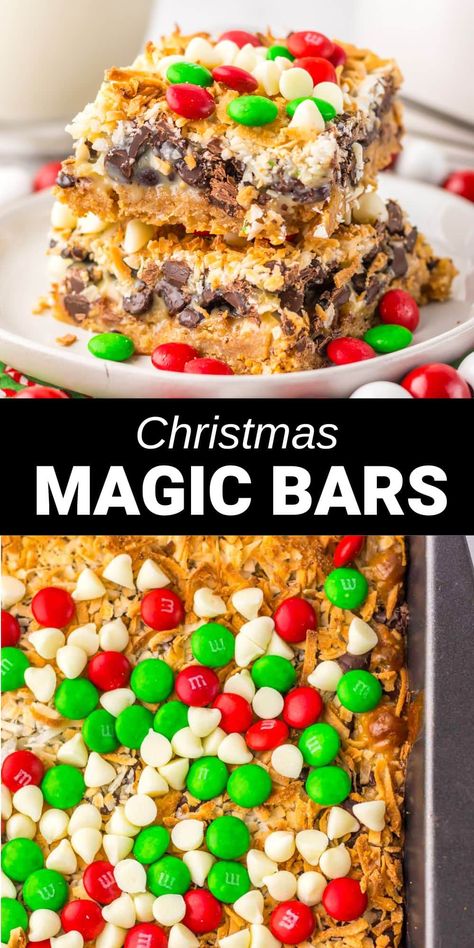 Reindeer Magic Bars, Magic Cookie Bars Recipe, Magic Cookies, Yummy Bars, Magic Cookie Bar Recipe, Christmas Cookie Bars, Christmas Baking Cookies, Christmas Bakery, Xmas Desserts