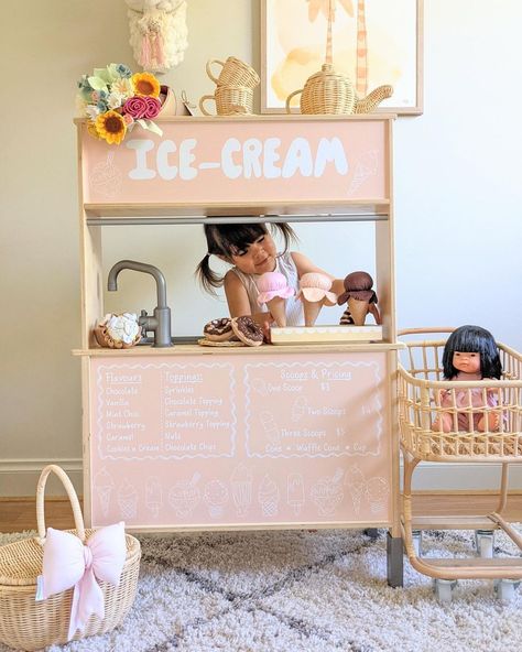 Ikea Childrens Kitchen, Ikea Play Kitchen Hack, Loft Playroom, Ikea Play, Coffee House Design, Ikea Play Kitchen, Ikea Duktig, Kids Play Kitchen, Toddler Girl Room