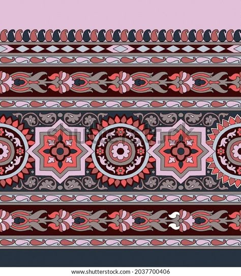 Traditional Mughal Border Printing Weaving Stock Illustration 2037700406 | Shutterstock Pallu Border Design, Mughal Lace Border, Digital Lace Border, Mughal Borders, Digital Border Design, Duptta Design, Mughal Border, Shutter Images, Tropical Fabric Prints