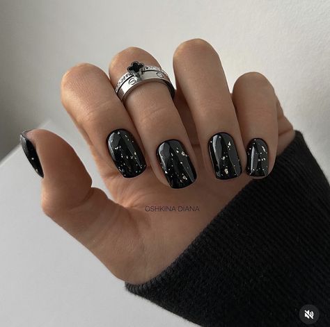 Black Nails With Glitter, Sheer Nails, Mens Nails, Asian Nails, Subtle Nails, Modern Nails, Studded Nails, Short Square Acrylic Nails, New Year's Nails