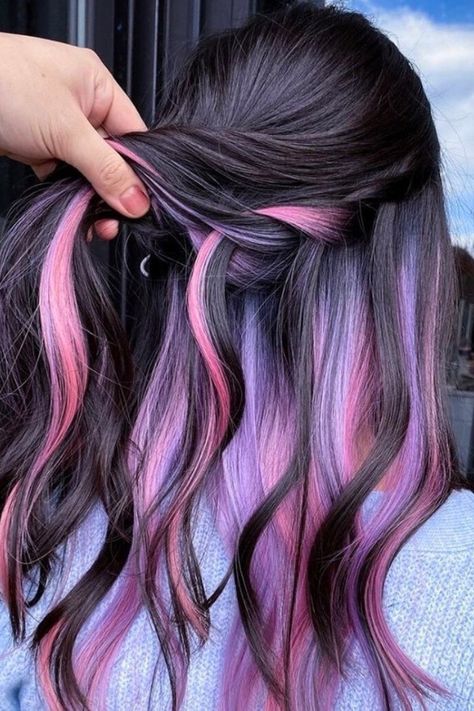 45 Pink Hair Color Ideas – Fashion Trend Hacks Fun Hair Color Ideas For Brunettes Pink, Black To Pink Ombre Hair, Pink And Purple Highlights, Purple And Pink Hair, Pink And Purple Hair, Pink Hair Extensions, Pink Hair Color Ideas, Purple Streaks, Pink Hair Color