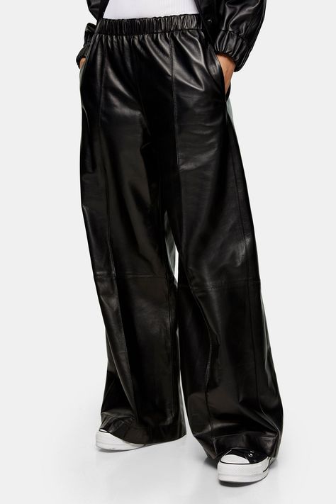 Carousel Image 0 Leather Couture, Wide Leg Joggers, Leather Joggers, Topshop Outfit, Bold Black, Leather Design, Carousel, Black Leggings, Leather Pants