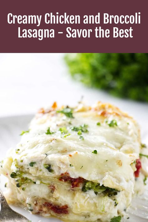 This chicken and broccoli lasagna is comfort food at its best. It’s creamy, cheesy, and oh-so-delicious! This dish features layers of pasta, ricotta, chicken, broccoli, and gooey cheese, all smothered in a creamy white sauce. Chicken Broccoli Lasagna, Chicken And Broccoli Lasagna, Creamy Chicken Lasagna, Broccoli Lasagna, Ricotta Chicken, Creamy Chicken And Broccoli, Creamy White Sauce, White Lasagna, Cheese All