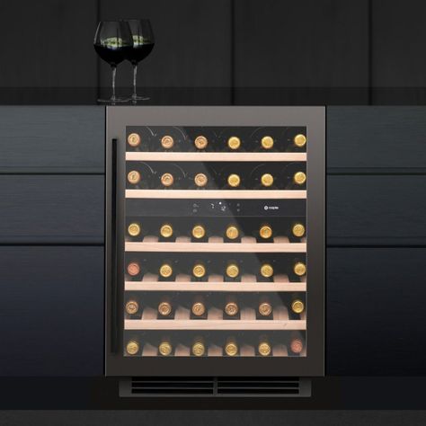 Undercounter Wine Fridge, Undercounter Wine Cooler, Bottle Fridge, Stainless Steel Fridge, Sliding Shelves, Wine Cabinet, Wine Store, Champagne Bottles, Stainless Steel Doors