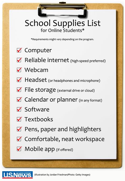 Infographic: School Supplies List for Online Students | Online Colleges | US News Online School Supplies, College School Supplies List, Studie Hacks, Data Visualization Infographic, School Supplies Highschool, Online Degree Programs, Importance Of Time Management, College School Supplies, School Supplies Organization